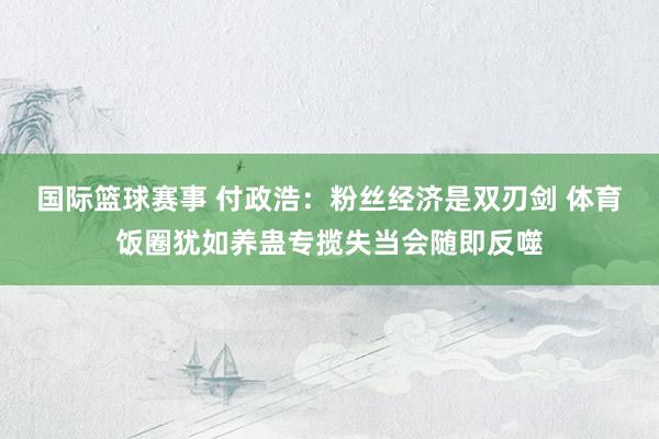 国际篮球赛事 付政浩：粉丝经济是双刃剑 体育饭圈犹如养蛊专揽失当会随即反噬